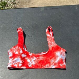 Red Tie-Dye Bikini Top